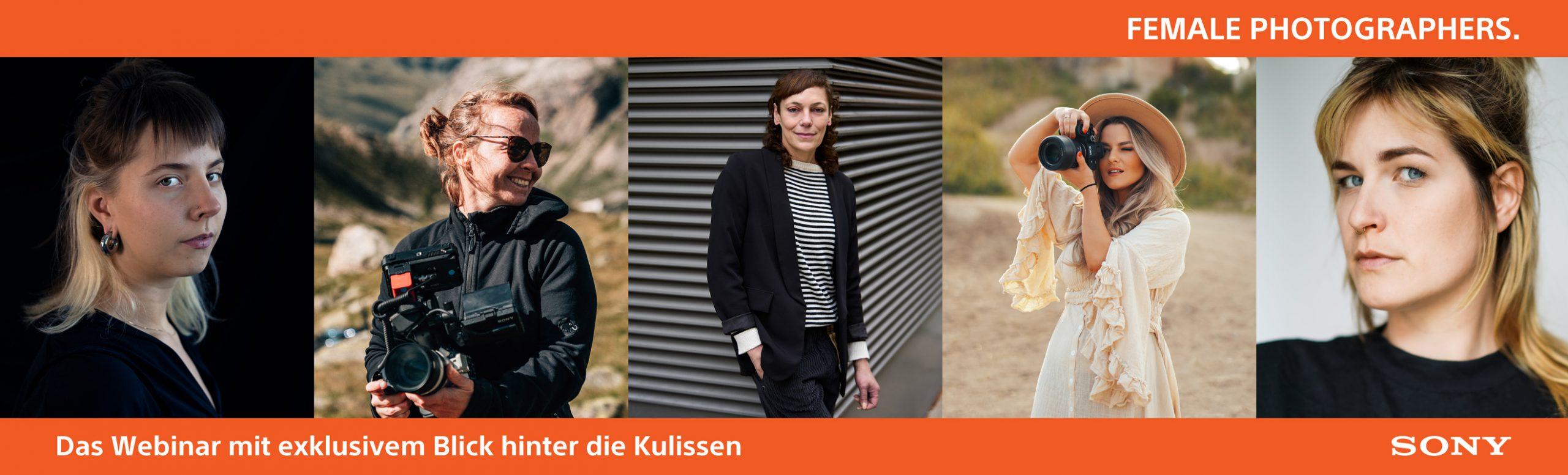 Sony Webinar-Reihe „Female Photographers - Der Blick hinter die Kulissen“; Banner: Sony