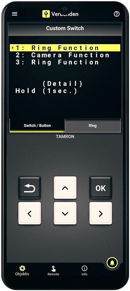 Die „TAMRON Lens Utility Mobile“-App. Bild: Tamron