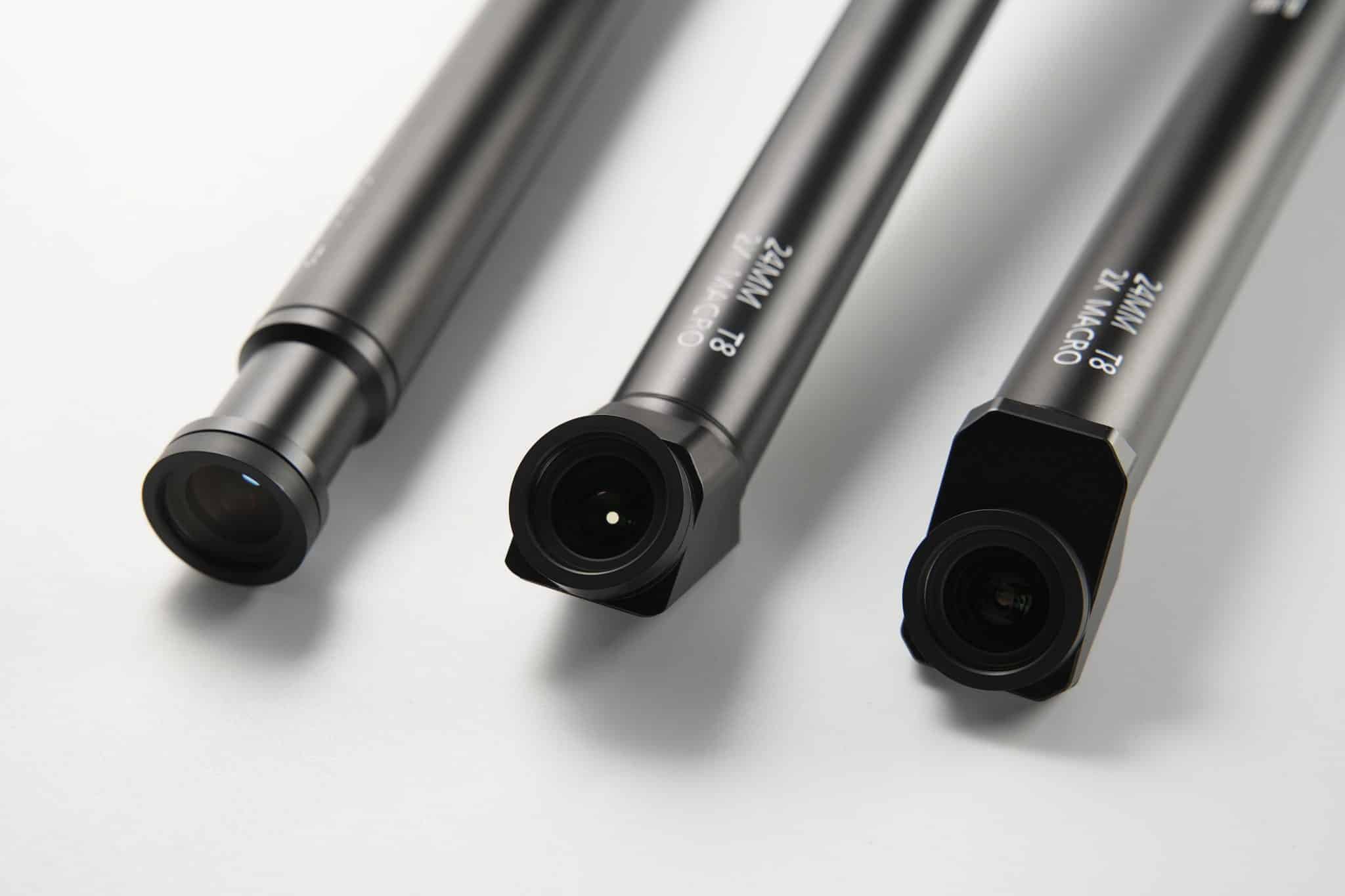 Die drei Objektivmodule des LAOWA Pro2be 24mm T8 2X Macro Probe.