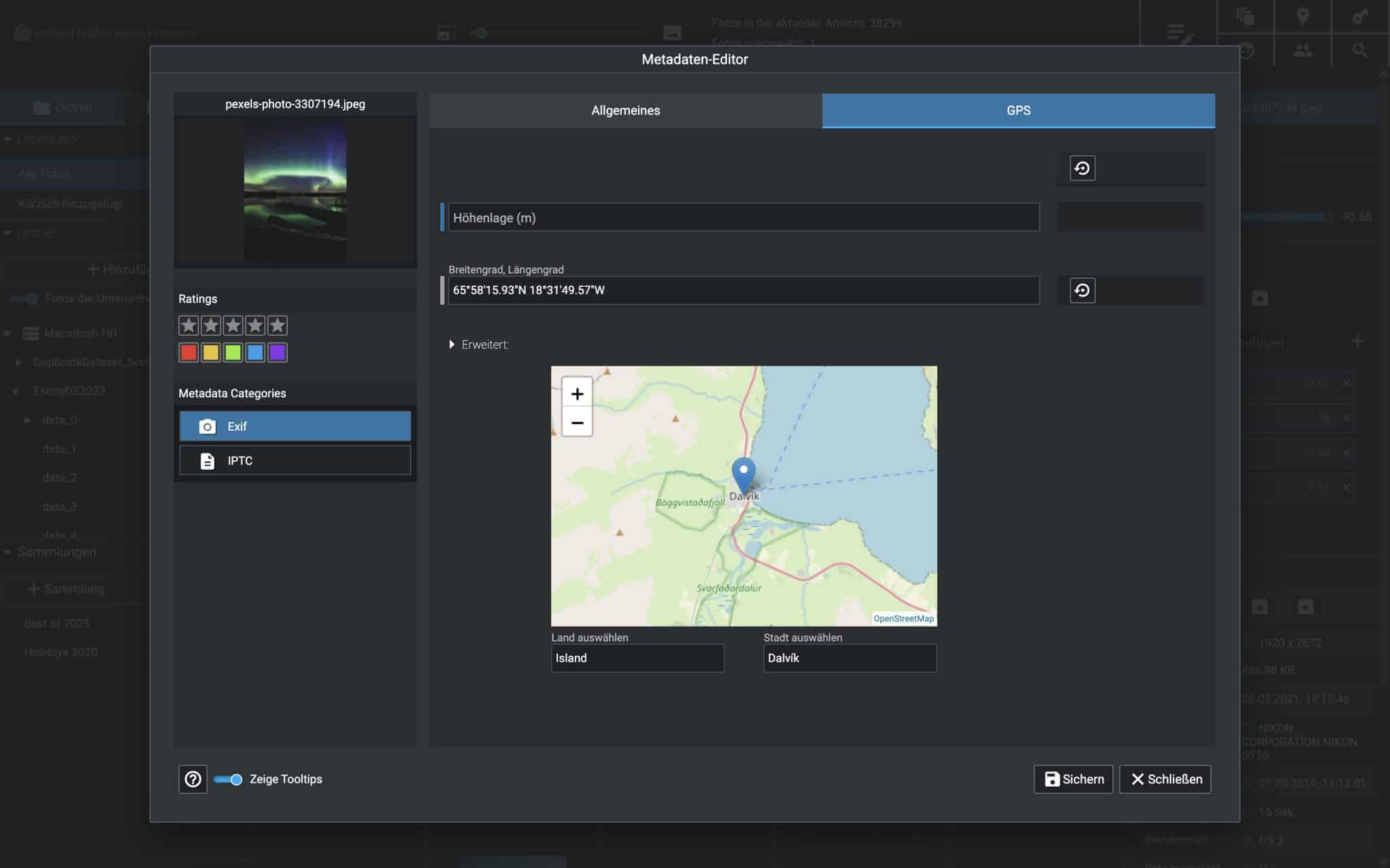 Excire Foto 2024 GPS-Metaeditor