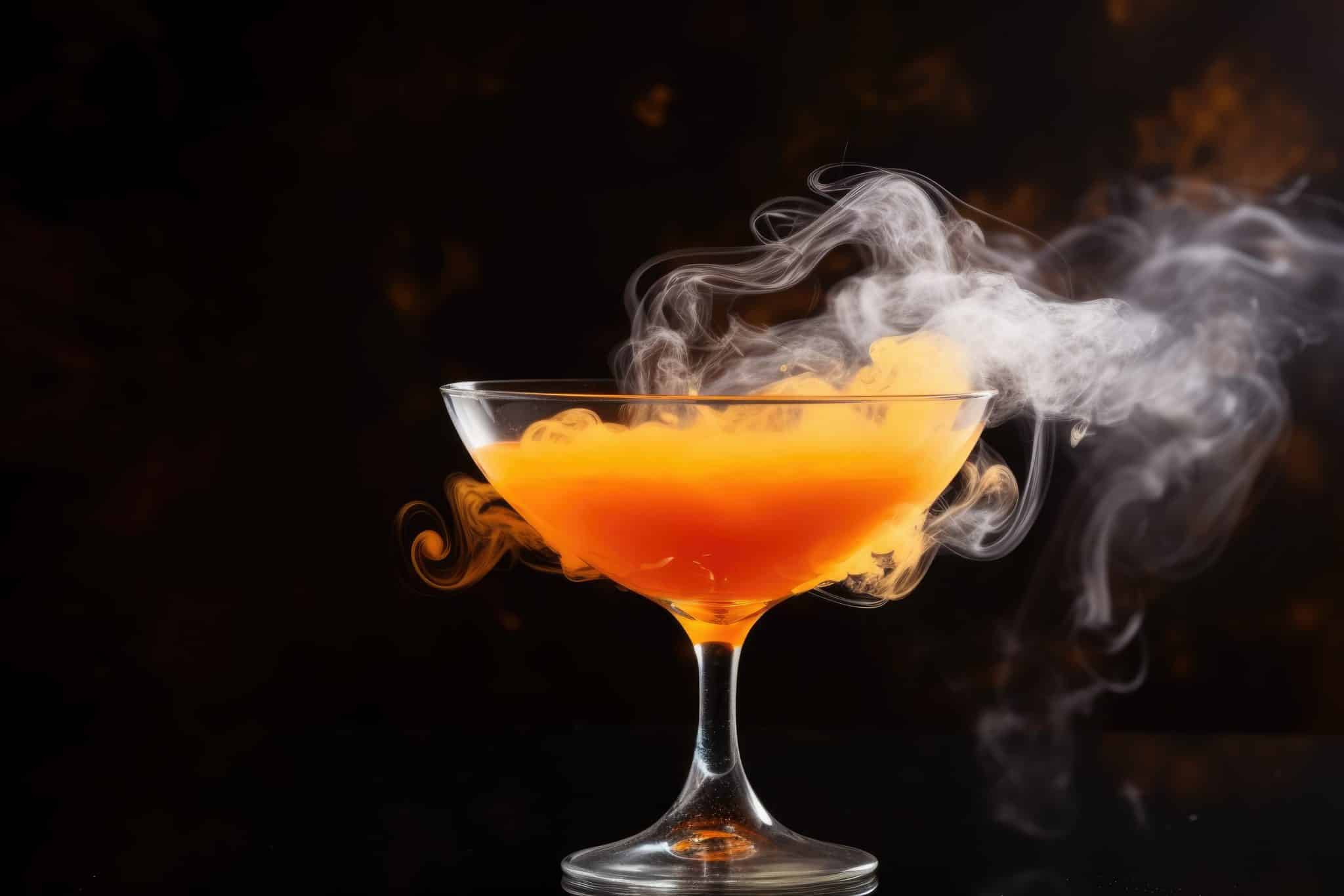 Wasserpfeifenrauch im orangefarbenen Cocktailglas