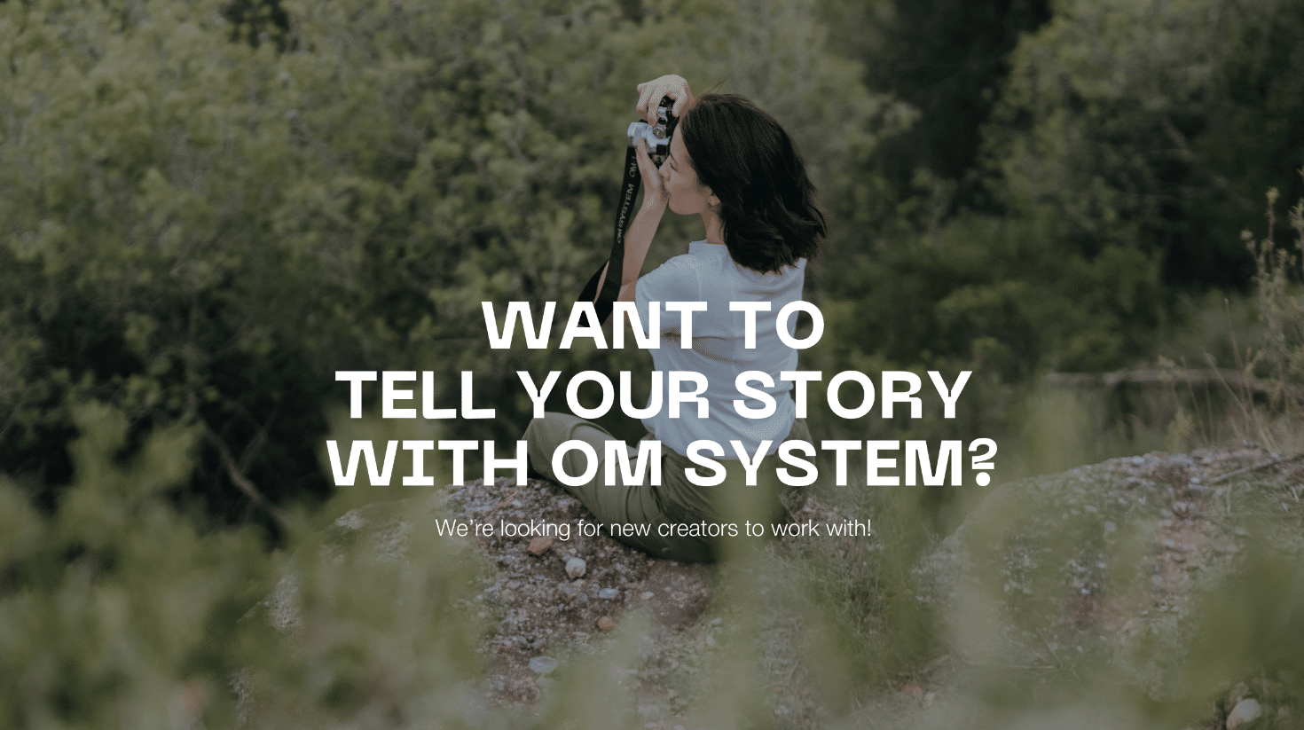 OM SYSTEM "Tell Your Story" Werbebanner
