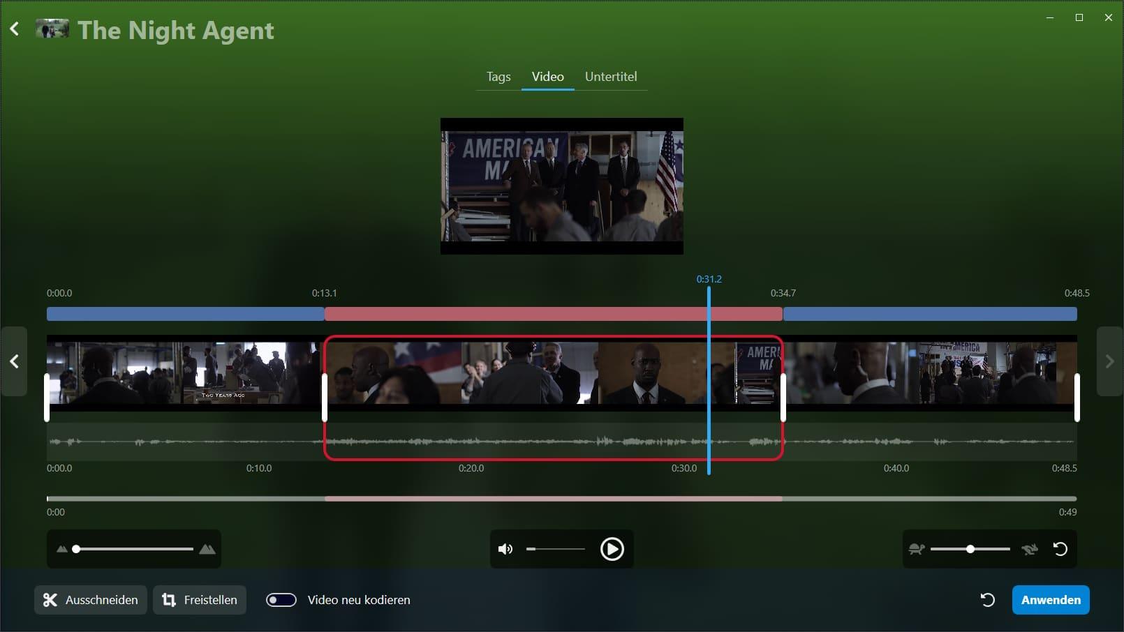 Screenshot Videoschnitt in Audials Vision 2024