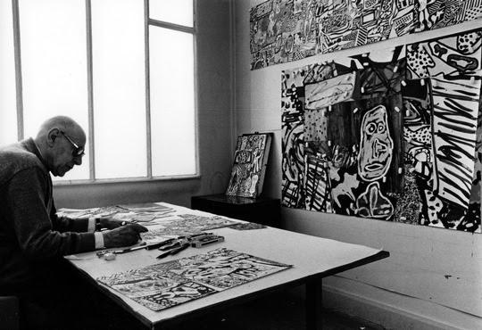 © Kurt Wyss, Jean Dubuffet im Atelier rue Labrouste, Paris, am 23. Februar 1974