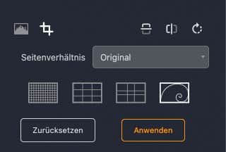 Screenshot Zuschnittwerkzeuge Radiant Photo