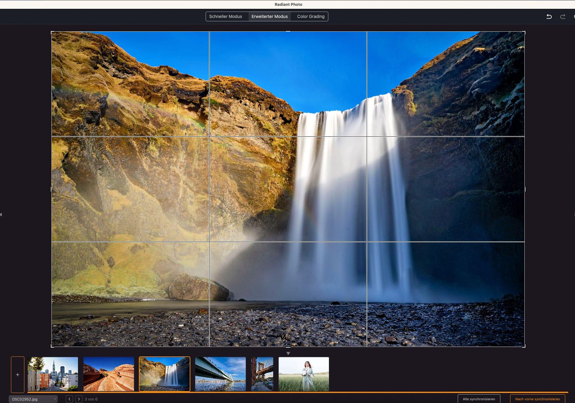 Landschaft mit Drittel-Raster in Radiant Photo